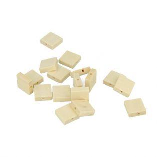80 wood beads square 33 x 15 mm