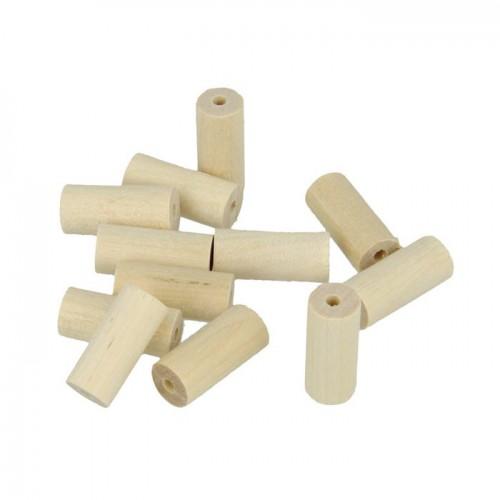 40 wood beads cylinders 25 x 8 mm