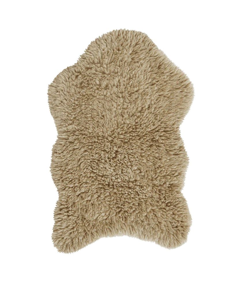 Tappeto in lana con effetto pelle animale - beige a pelo lungo - 75 x 110 CM