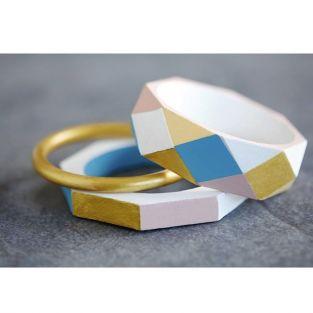 2 pulseras de madera anillos 6,8 cm