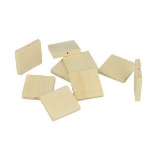 12 wood beads square 30 x 3 mm