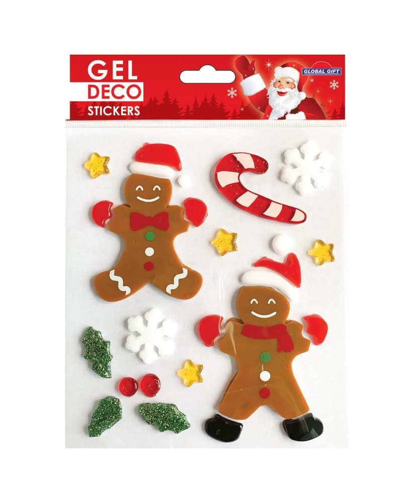 Stickers gel Noël pour fenêtre - Bonhommes en pain d'épices