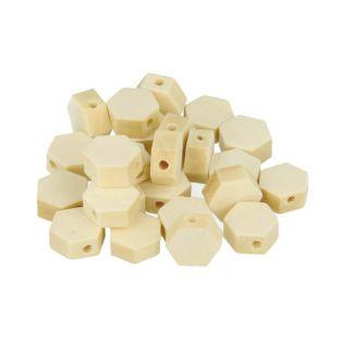 16 perles en bois hexagonales 10 x 3 mm