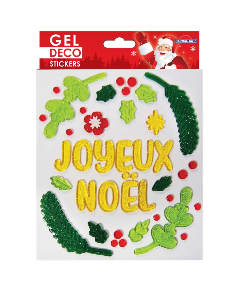 Merry Christmas floral window gel stickers