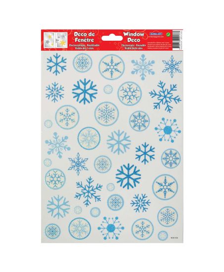 Christmas electrostatic window decoration - Blue glitter snowflakes