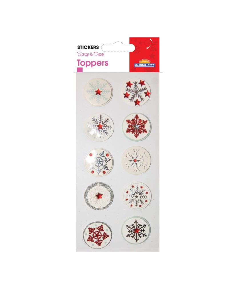 Weihnachtsrelief-Sticker - Silberne Schneeflocken mit Glitter
