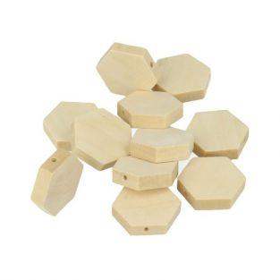 15 perles en bois hexagonales 20 x 3 mm