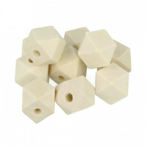 10 polygonal wood beads 15 mm