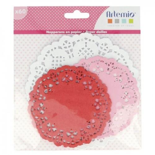 60 Round Paper Placemats Pink Red White, Pink Round Placemats