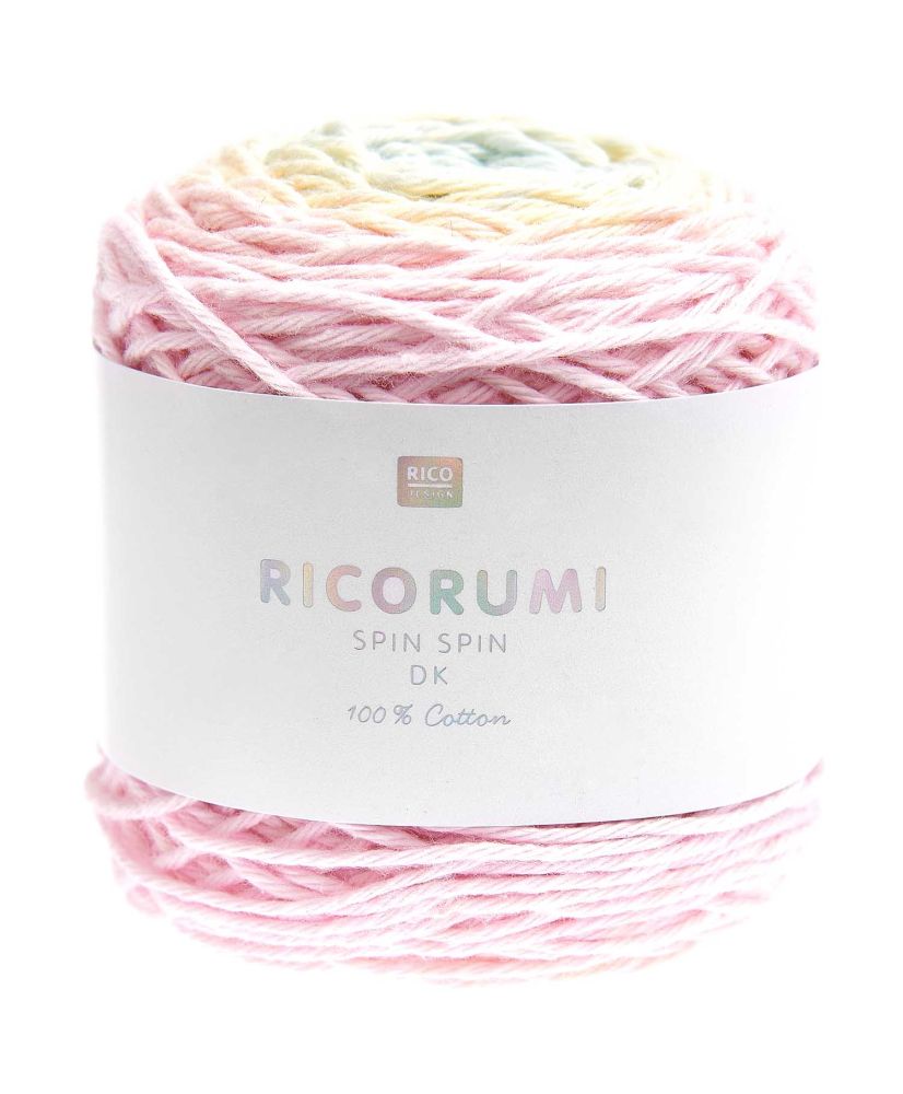 Pelote fil coton pastel rainbow - ricorumi spin spin dk 50 GR