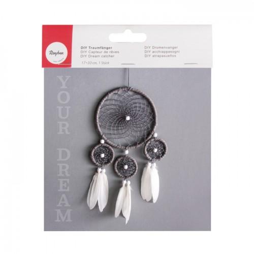 Kit DIY Attrape-rêves blanc et gris Kit DIY Attrape-rêves blanc et gris
