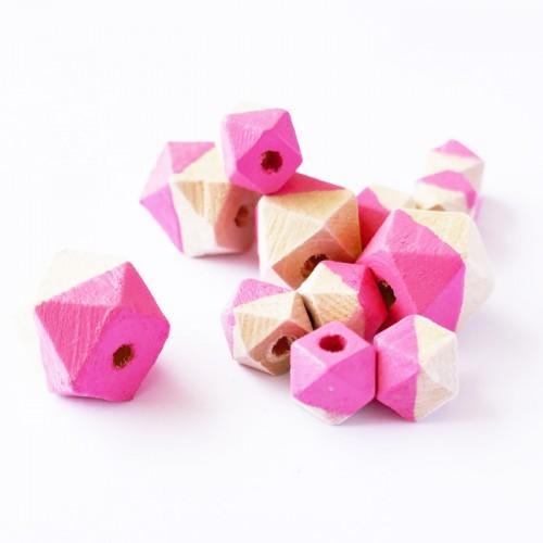 Perles en bois diamant - rose