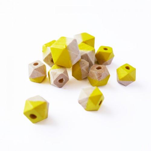 Diamond wood beads - yellow