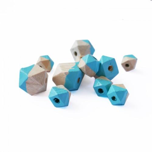 Diamond wood Beads - turquoise