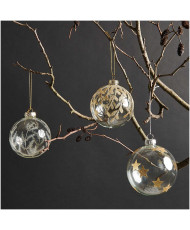 Boule de Noël en verre transparent - branches dorées