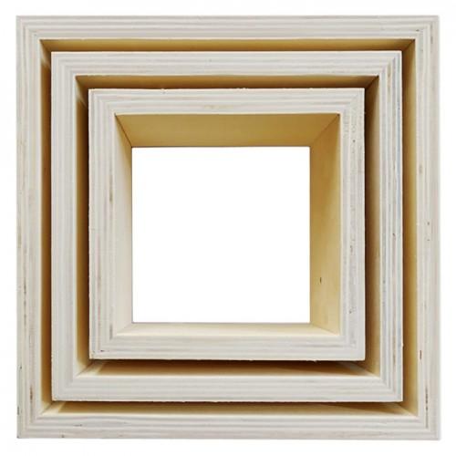 Lot de 3 petites étagères carrées en bois 22 x 22 x 8 cm