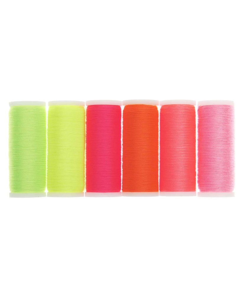 6 bobinas de hilo de coser fluorescente 100 m