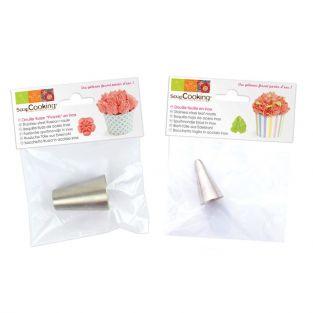 2 stainless steel nozzles - Leaf and Peony
