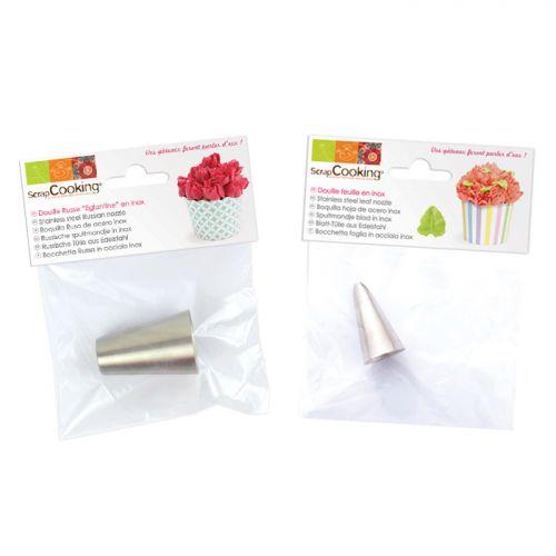2 stainless steel nozzles - Leaf and Eglantine