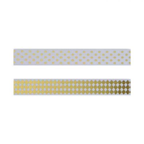 2 cintas adhesivas blancas con diseños dorados