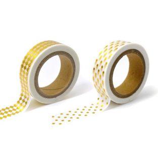2 white masking tapes with golden patterns