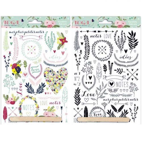 2 Lovely Flowers Decals - Color & Black