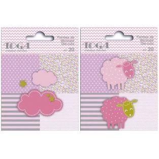 40 sheeps and clouds Die-cuts - pink-green-gray