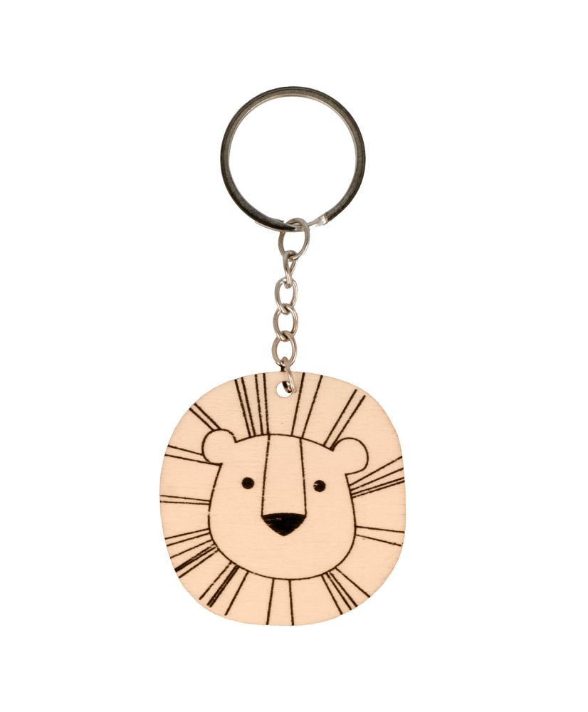 Schlüsselanhänger Löwenkopf aus Holz