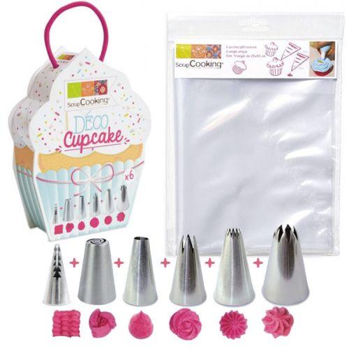 6 nozzles + 6 icing bags for Cupcakes