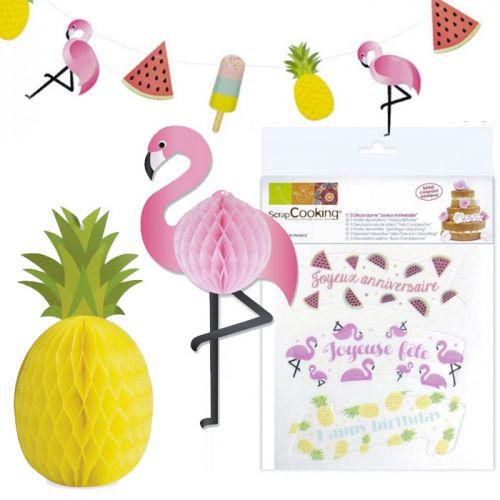 Tropical Birthday Kit - Wafer decorations, Honeycomb balls & Garland