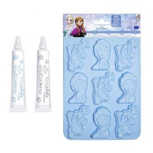 Frozen Chocolate mold + 2 blue and white edible glitter