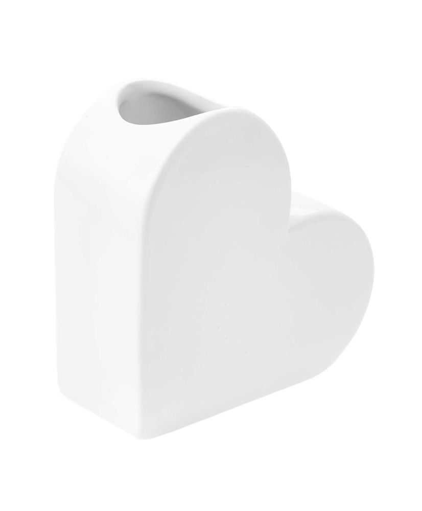 Vaso in ceramica a cuore bianco 16 cm