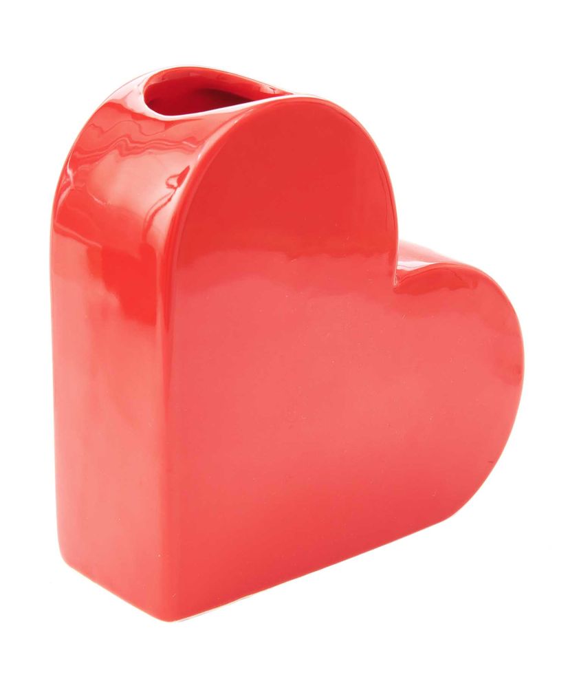 Vaso in ceramica cuore rosso 16 cm