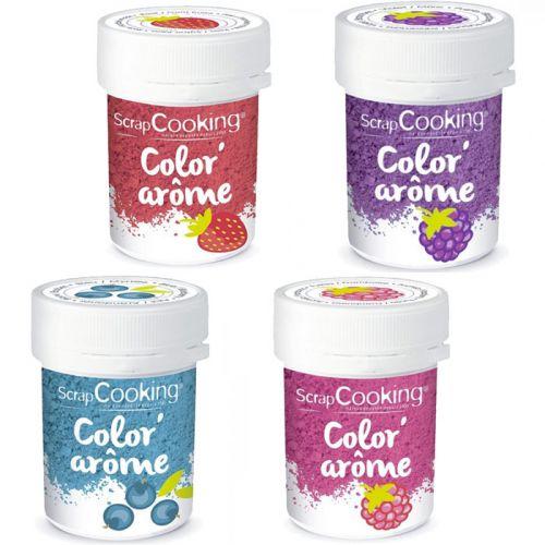 4 Food Colourings with raspberry, blackberry, strawberry & blueberry flavours