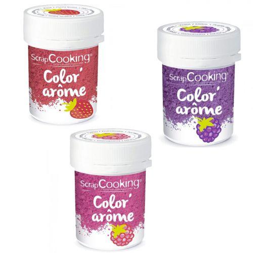 3 Food Colourings with raspberry, blackberry & strawberry flavours
