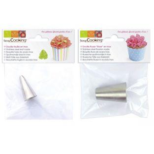 2 stainless steel nozzles - Leaf and Rose