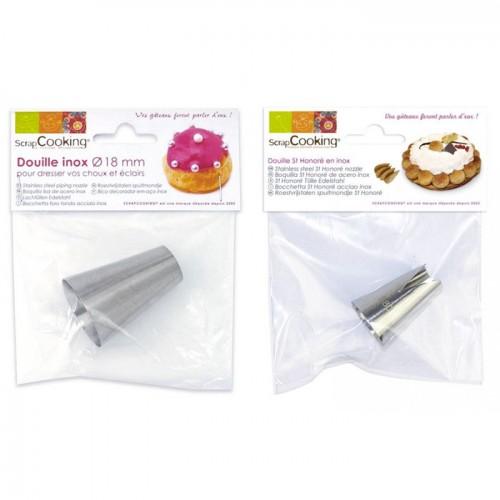 2 stainless steel nozzles - 18 mm and St Honoré