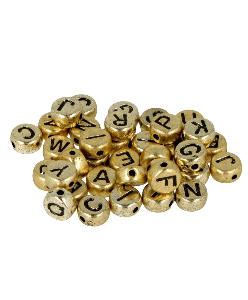 600 Perles alphabet noir/ doré
