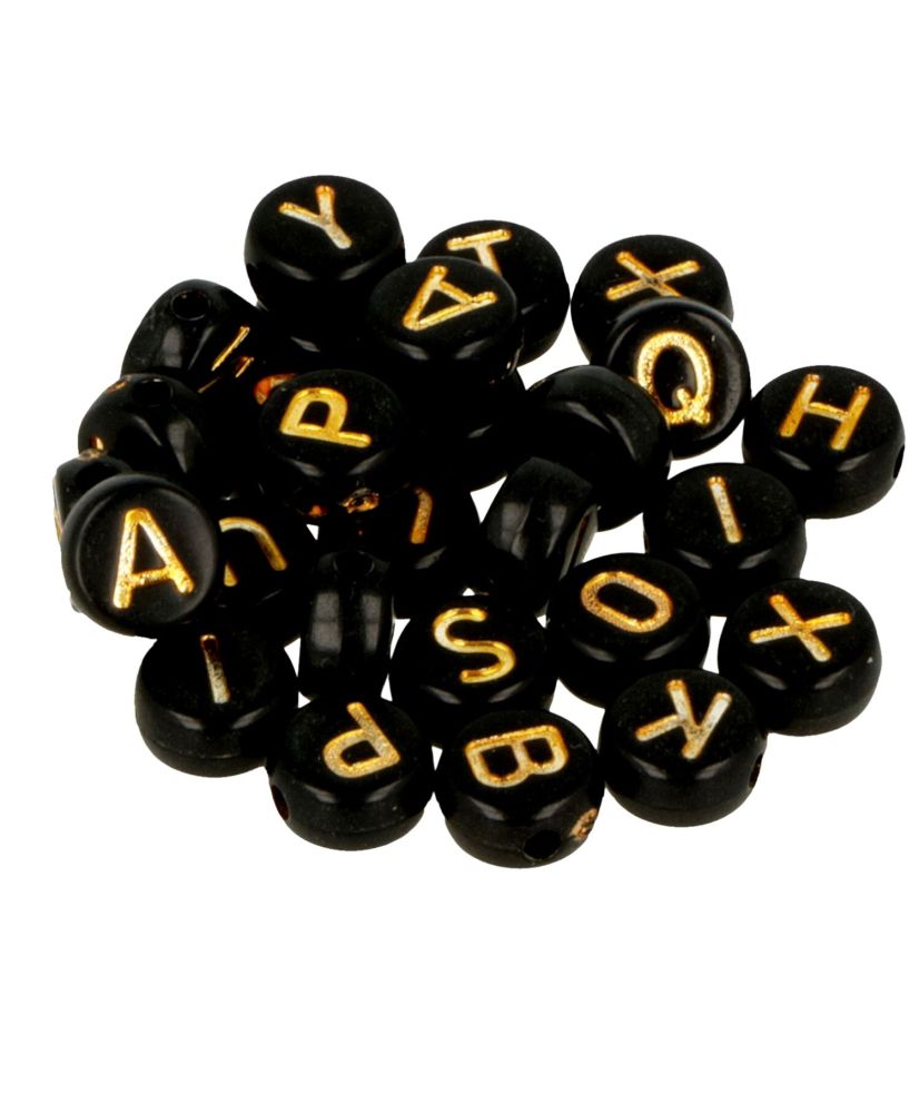 Set of white and black alphabet beads