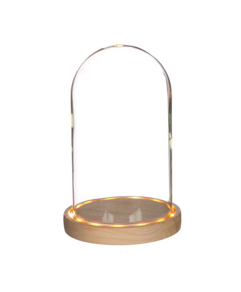 2 cloches en verre lumineuses 21,5 cm x Ø 14 cm
