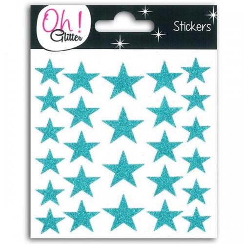 Stickers étoiles à paillettes - turquoise 