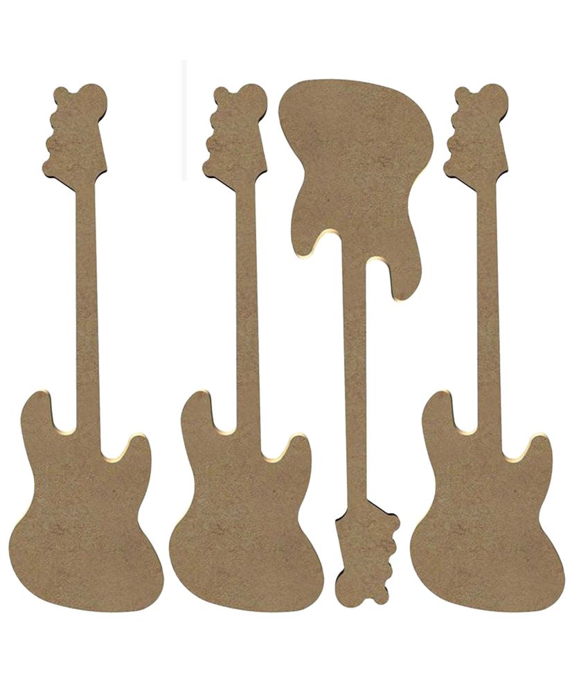 4 guitares en bois MDF à décorer - 15 cm