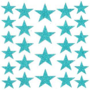  Stickers étoiles à paillettes - turquoise 