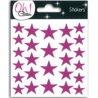  Stickers étoiles à paillettes - rose 