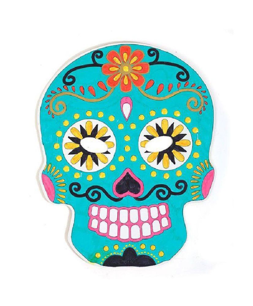 12 máscaras planas de cartón para colorear - Calavera Mexicana