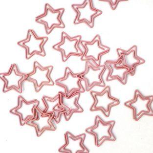 20 clips de papel estrella - coral