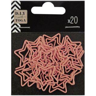 20 clips de papel estrella - coral