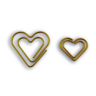9 hearts paperclips - golden