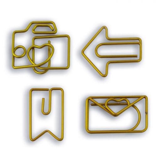 8 fancy paperclips - golden