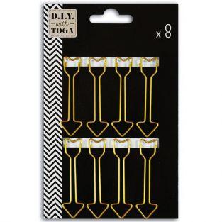 8 XL arrows paperclips - golden